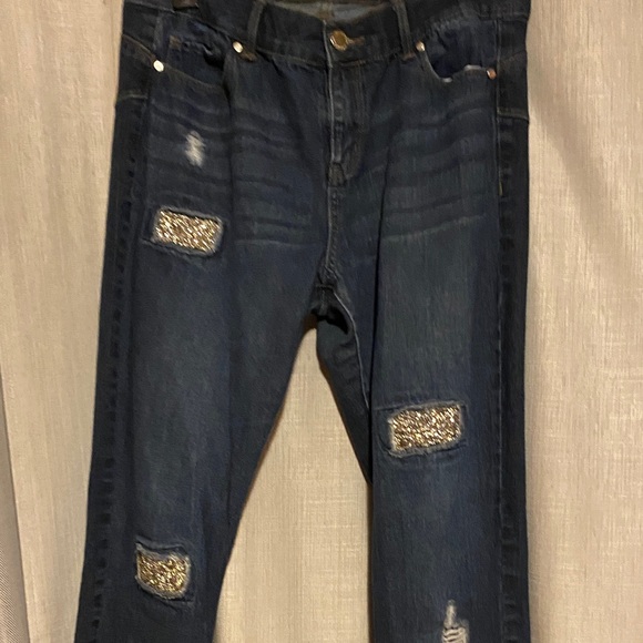 Juicy Couture Dark Blue Boyfriend Jeans with Silver Accents - Picture 1 of 9